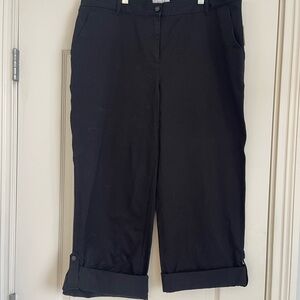 NEW Kate Hill Black Cotton cropped long 14W Pants